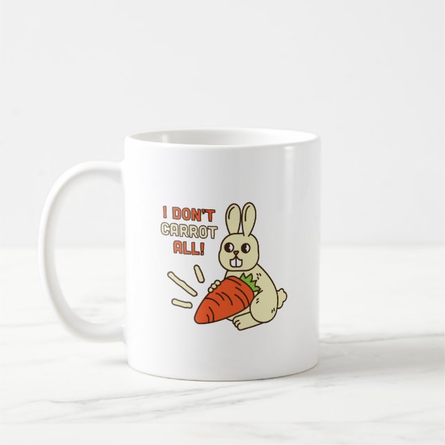 Simple Humor I Dont Carrot All Cute Bunny Carrot Coffee Mug (Left)