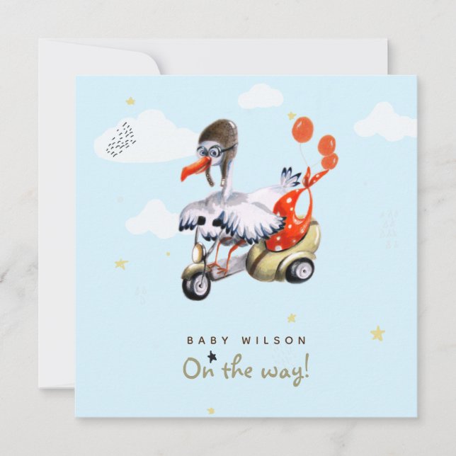 Simple Humourous Cartoon Gender Neutral Pregnancy Announcement (Front)