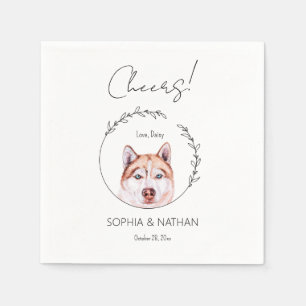 Simple Husky Dog Wedding Cocktail Napkins