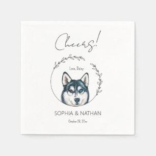 Simple Husky Dog Wedding Cocktail Napkins