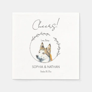 Simple Husky Dog Wedding Cocktail Napkins