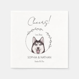 Simple Husky Dog Wedding Cocktail Napkins