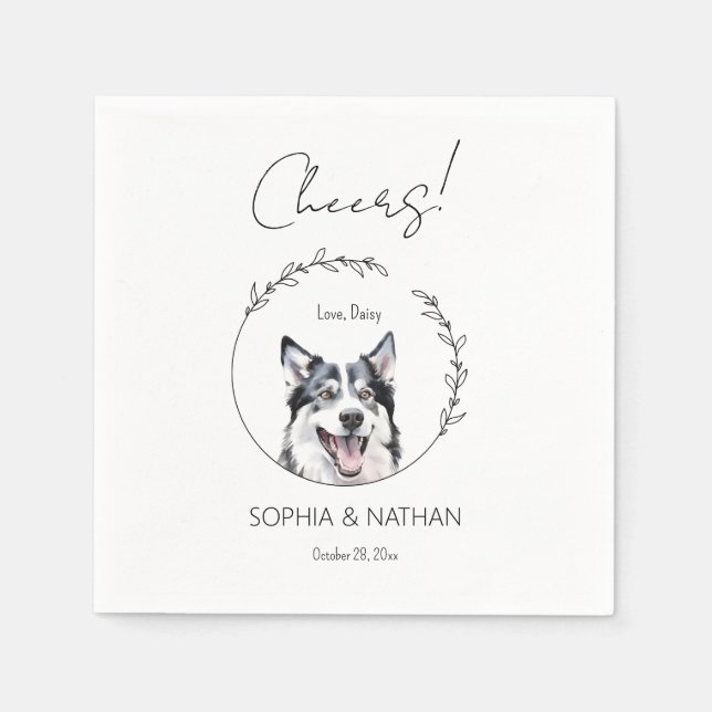 Simple Husky Dog Wedding Cocktail Napkins (Front)