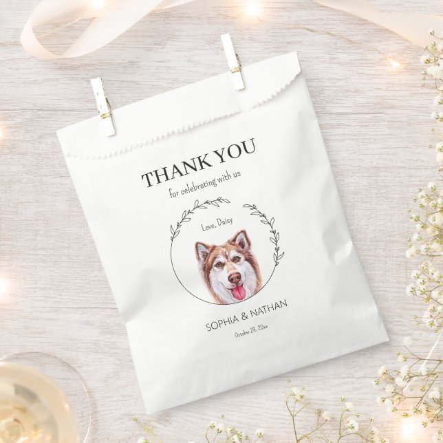 Simple Husky Wedding Thank You Favour Bag (Clipped)