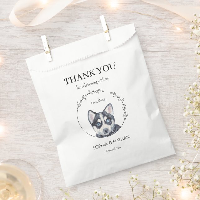 Simple Husky Wedding Thank You Favour Bag (Clipped)