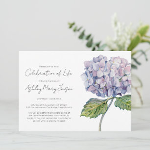 Simple Hydrangea Celebration of Life Funeral Invitation