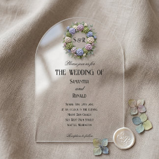 Simple Hydrangea Flowers Acrylic Wedding Invitations