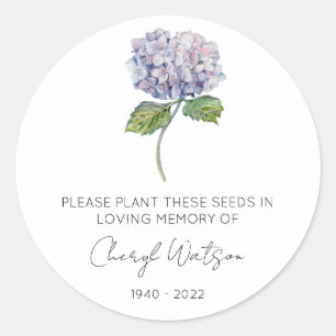 Simple Hydrangea Memorial Seed Packet Classic Round Sticker