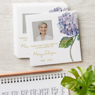 Simple Hydrangea Photo Funeral Seed Envelope