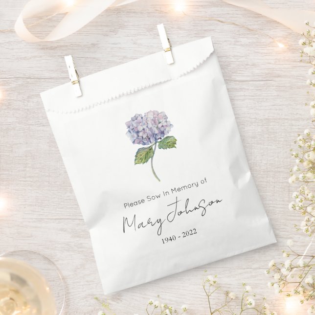 Simple Hydrangea Seed packet Funeral  Favour Bags (Clipped)