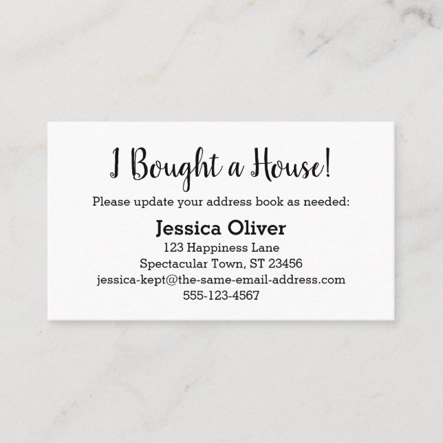 Simple "I Bought a House!" Card on Editable White (Front)