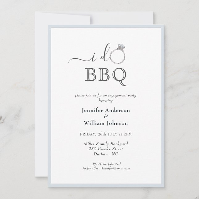 Simple I DO BBQ with ring engagement party Announcement (Front)
