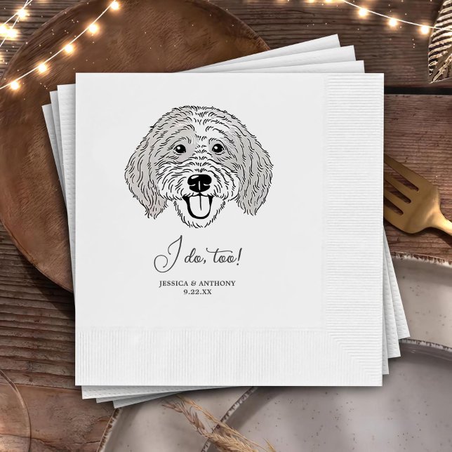 Simple I Do Too Custom Hand Drawing Wedding Napkin (Creator Uploaded)