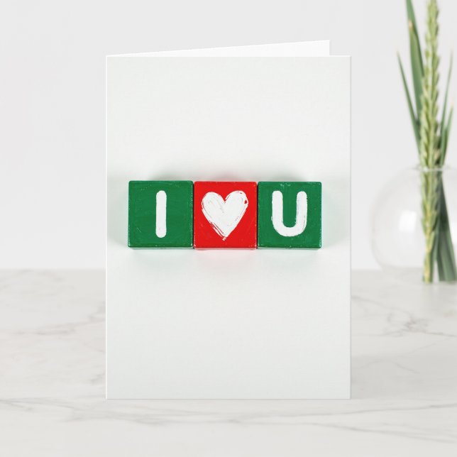 Simple I Love U Blocks Card (Front)
