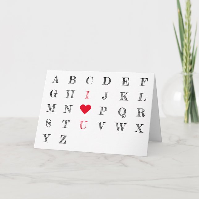 Simple I Love You Alphabet Birthday Valentines Day Card (Front)