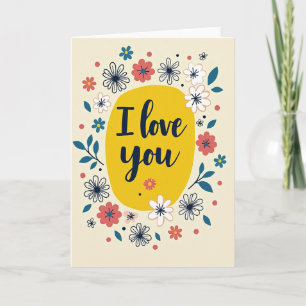 Simple I Love You Flowers Card