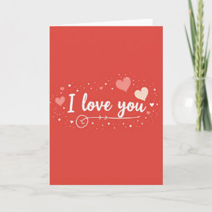 Simple I Love You Glitter Hearts Card