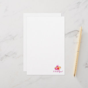 Simple I Love You - pink hearts Stationery