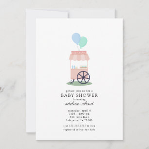 Simple Ice Cream Cart Baby Shower Invitation