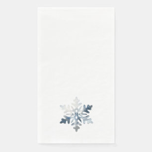 Simple Icy Blue Watercolor Snowflake Monogram Napkin