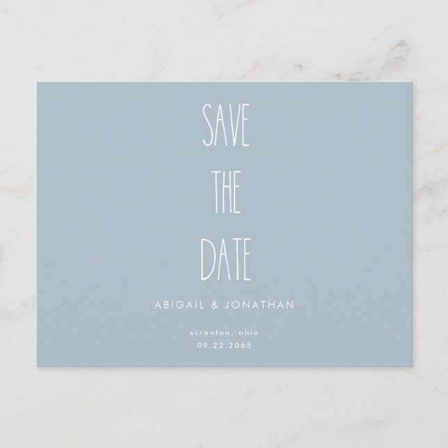 Simple Icy Blue Winter Wedding Save the Date   Invitation Postcard (Front)