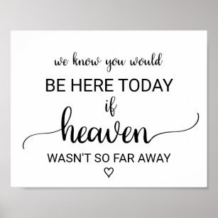 Simple If Heaven Wasn't So Far Away Wedding Poster