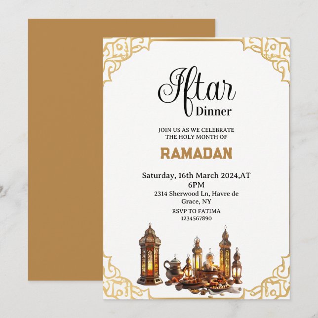 Simple Iftar dinner party Ramadan 2025 Invitation (Front/Back)