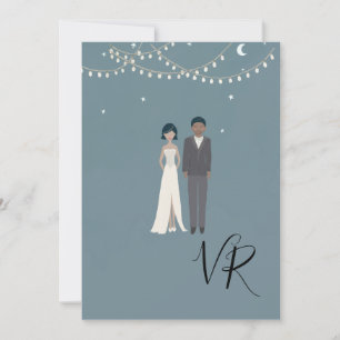 Simple Illustrated African American Couple Save The Date