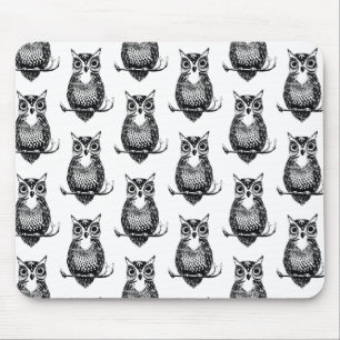Simple Illustrated Owl Pattern Mouse Mat