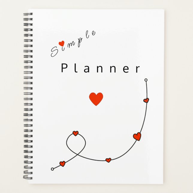 Simple illustration with hearts in minimalist planner (Front)