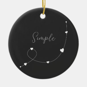 Simple illustration with hearts in minimalist styl ceramic tree decoration