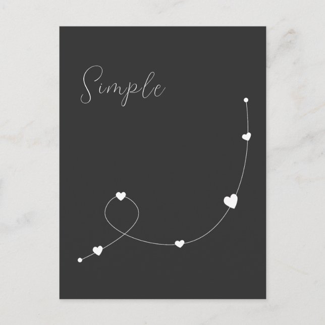 Simple illustration with hearts in minimalist styl holiday postcard (Front)