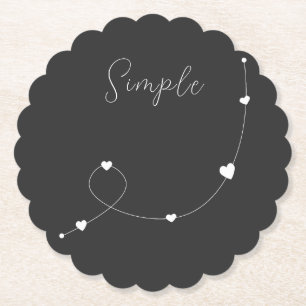 Simple illustration with hearts in minimalist styl paper coaster