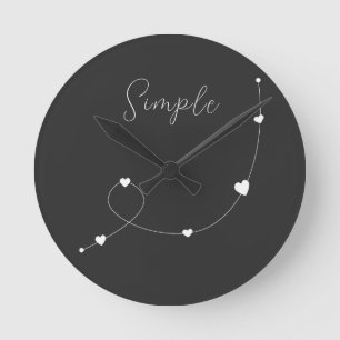 Simple illustration with hearts in minimalist styl round clock