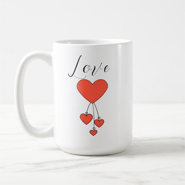 Simple illustration with scarlet hearts Love Coffee Mug (Left)