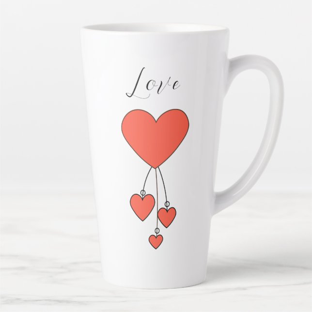 Simple illustration with scarlet hearts Love Latte Mug (Right)