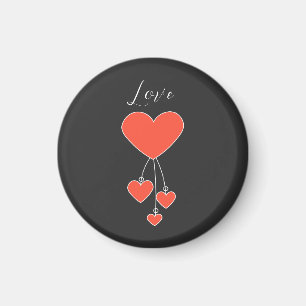 Simple illustration with scarlet hearts "Love" Magnet