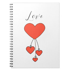 Simple illustration with scarlet hearts Love Notebook
