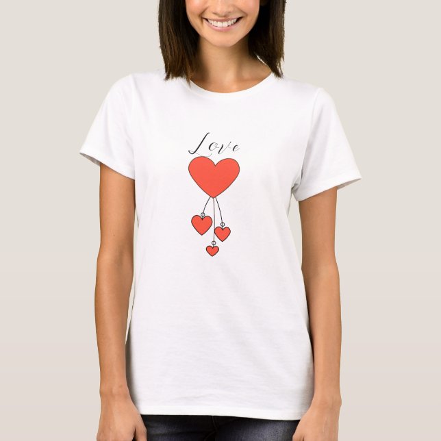Simple illustration with scarlet hearts Love T-Shirt (Front)
