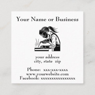 Simple image of female welder square business card