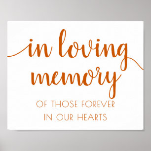 Simple In Loving Memory Fall Orange Memorial Poster