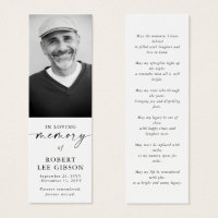 Simple In Loving Memory Funeral Memorial Bookmarks