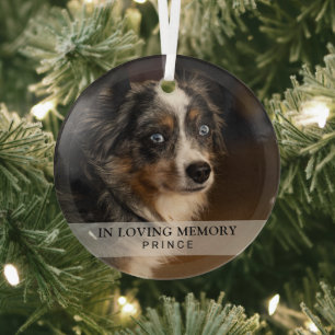 Simple In Loving Memory Pet Dog Photo Keepsake  Glass Tree Decoration