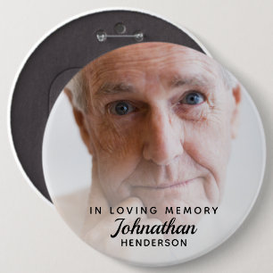 Simple "In Loving Memory" Photo Tribute Pin Button