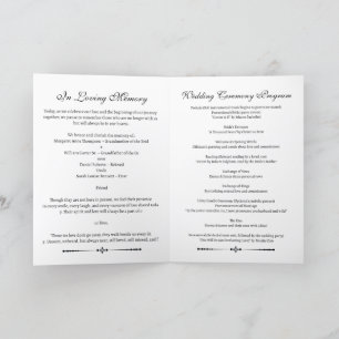 Simple in loving memory wedding programme