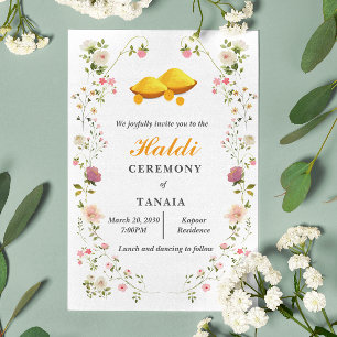 Simple Indian Wedding Haldi Ceremony Invitation
