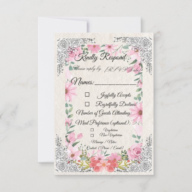 Simple Indian Wedding RSVP Card | Elegant  (Front)