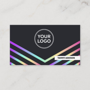 Simple Info Modern Neon Rainbow Holographic Business Card