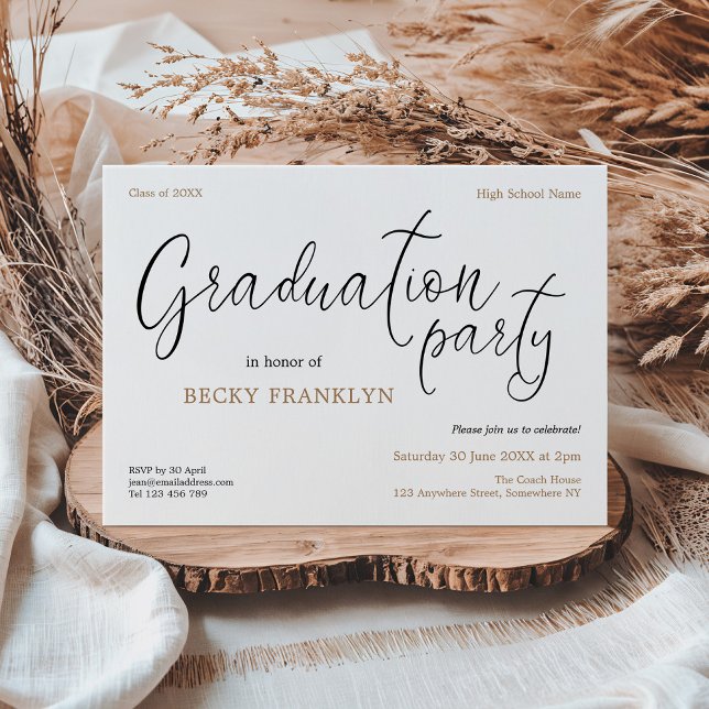 Simple Informal Typography gold Graduation Party Invitation (Creator Uploaded)