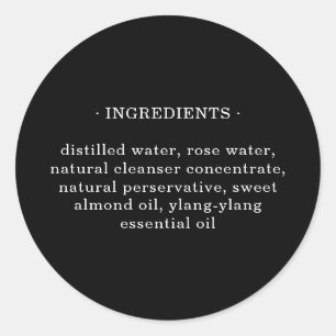 Simple Ingredient List Classic Round Sticker